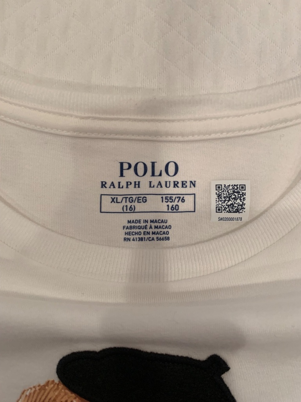Polo Ralph Lauren Girl's Off White Long Sleeve Polo Bear T-shirt Size XL/16 - Picture 4 of 11